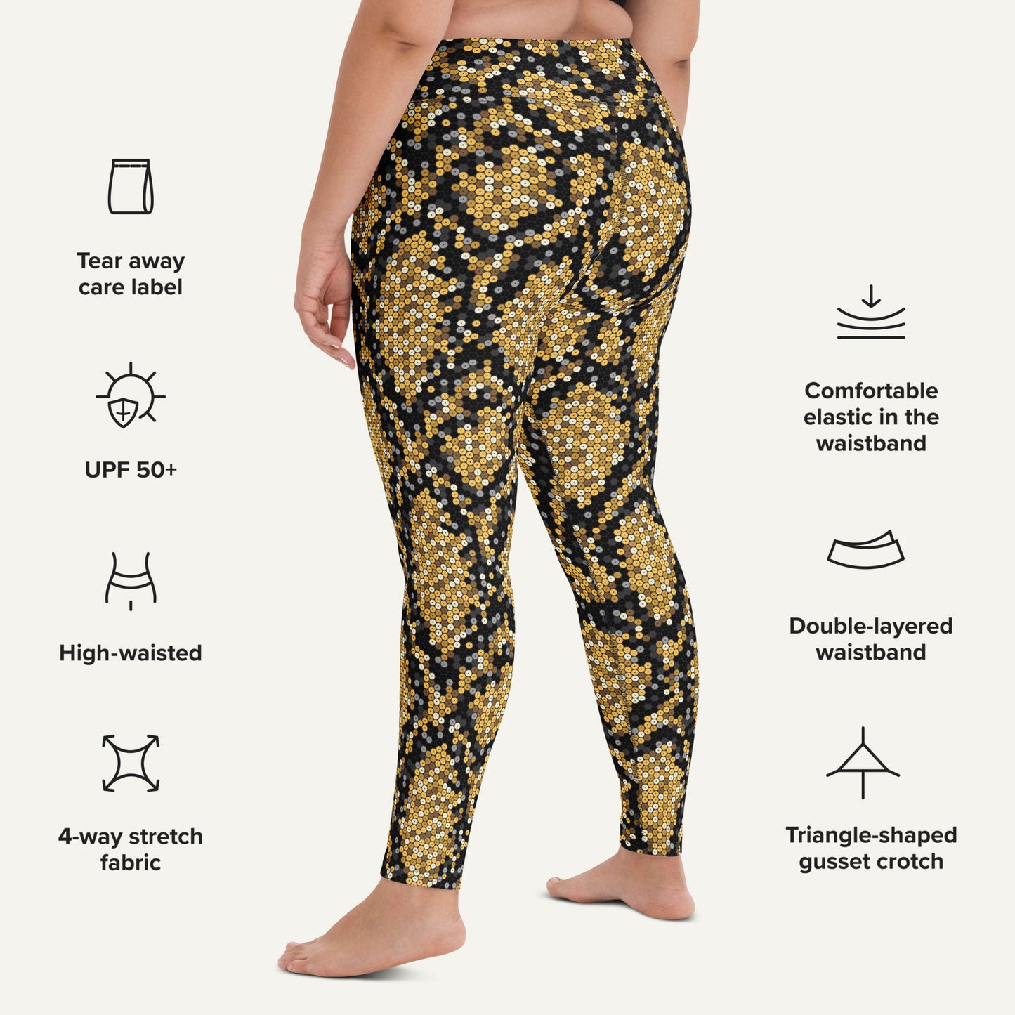 Gold Sequin Snakeskin High-Waisted Leggings
