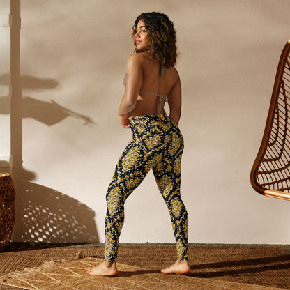 Gold Sequin Snakeskin High-Waisted Leggings