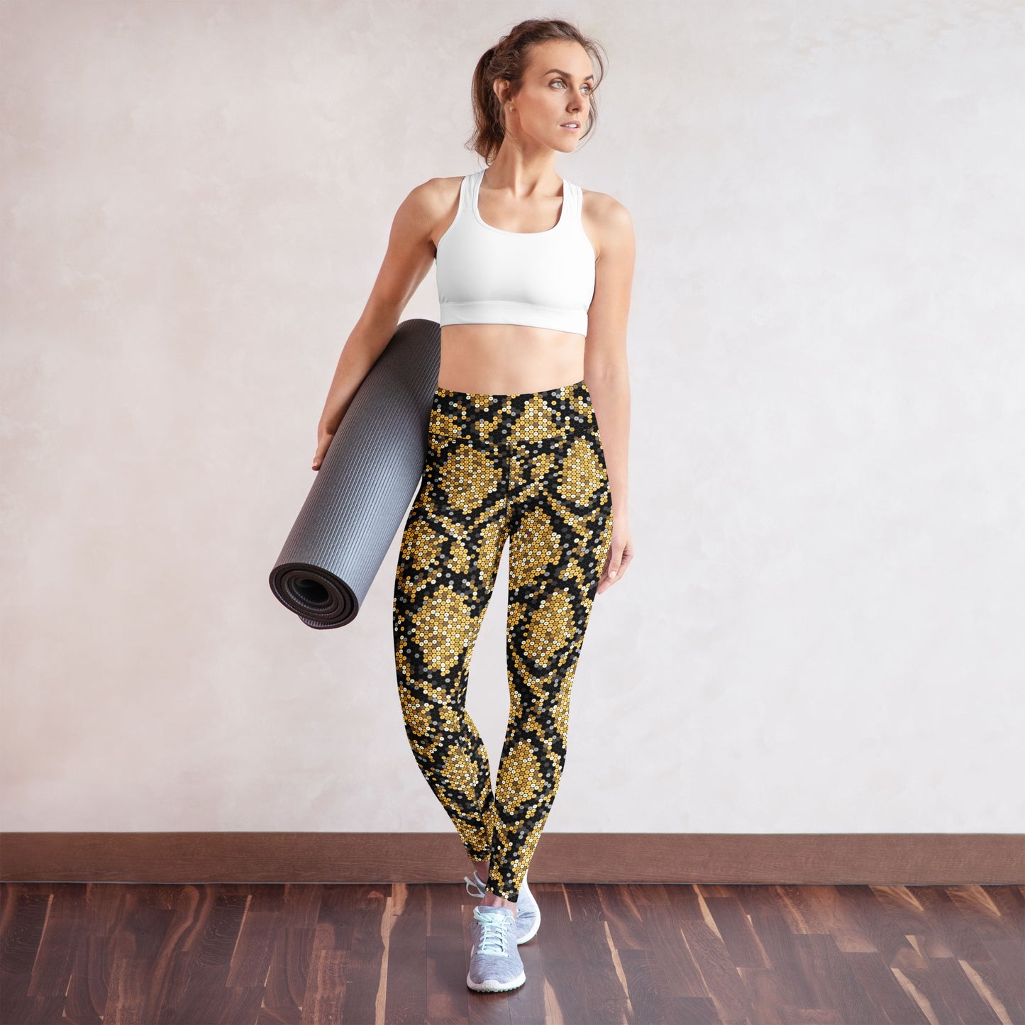 Gold Sequin Snakeskin High-Waisted Leggings