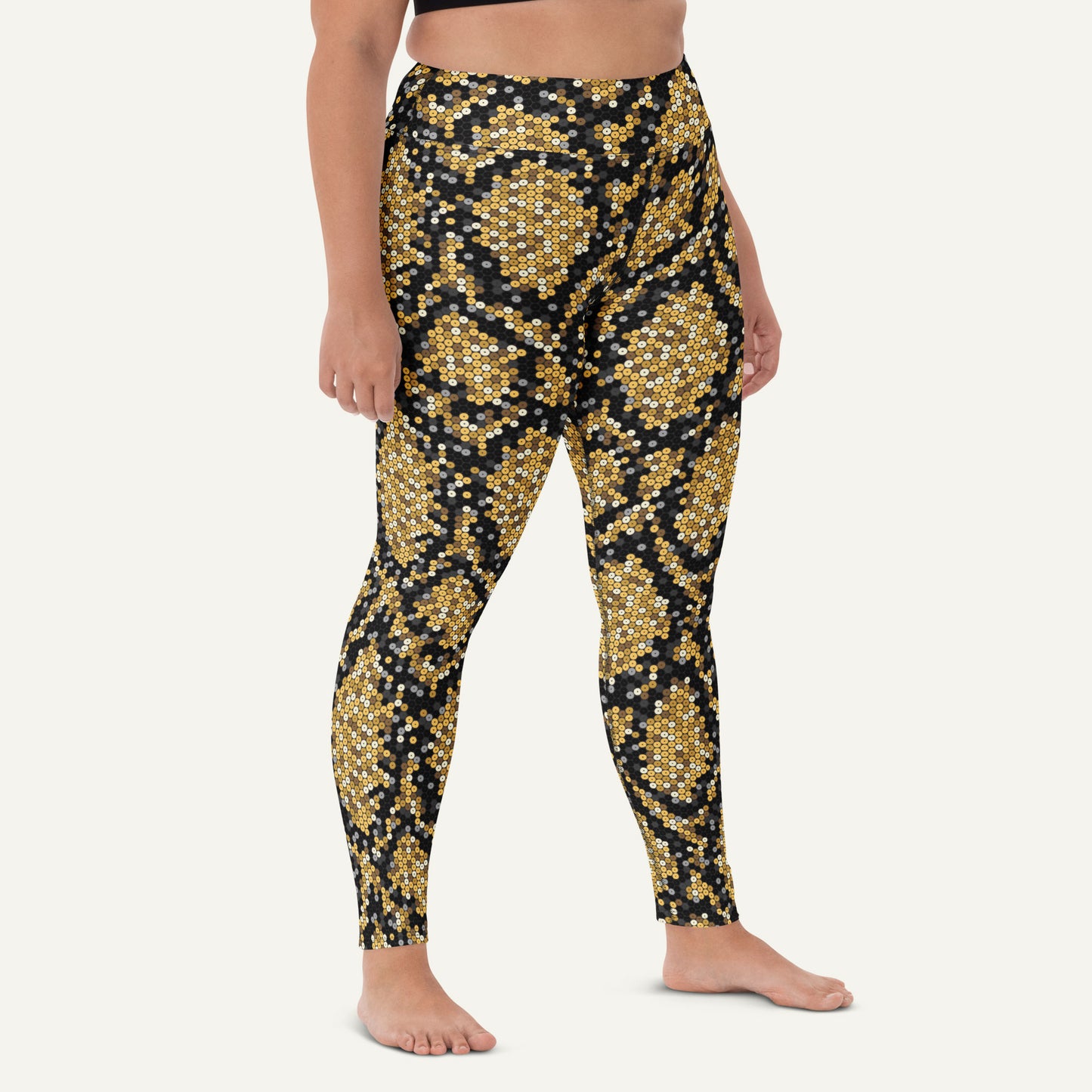 Gold Sequin Snakeskin High-Waisted Leggings