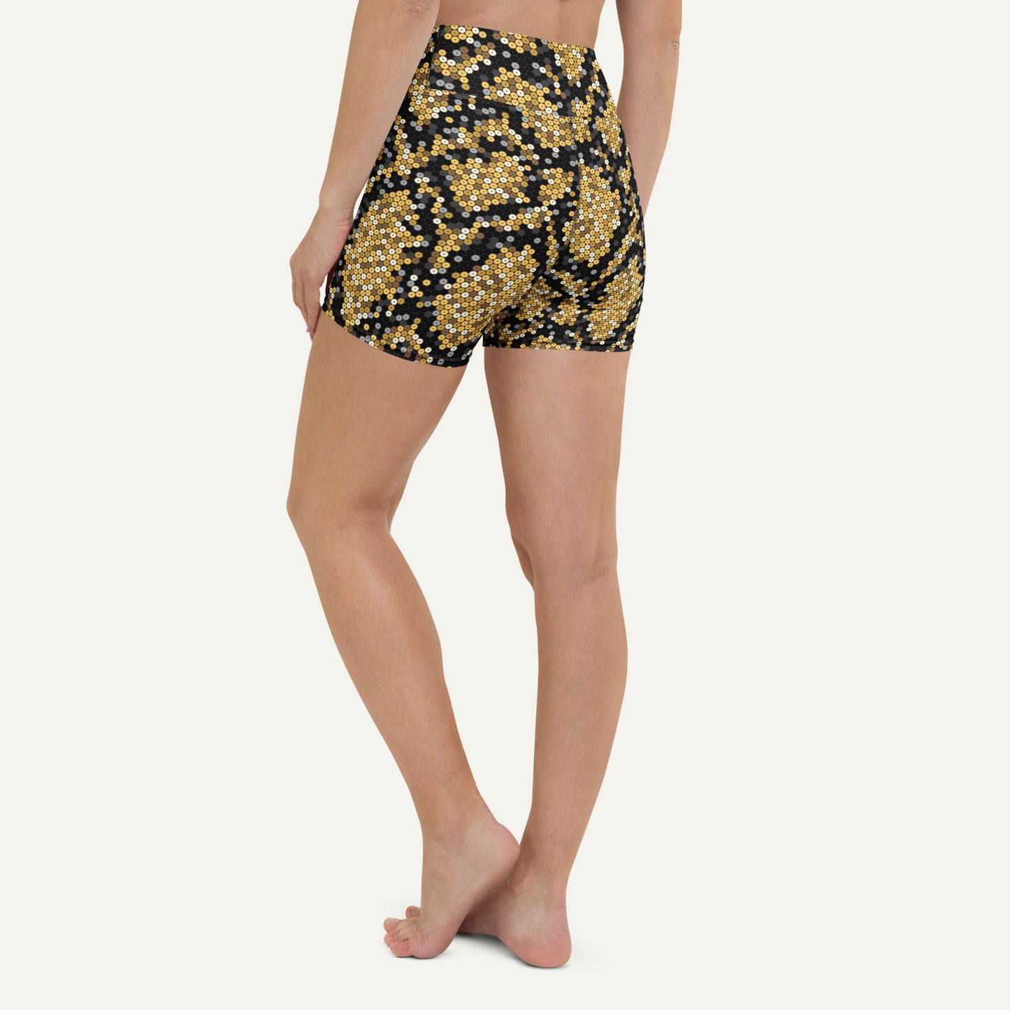 Gold Sequin Snakeskin High-Waisted Shorts