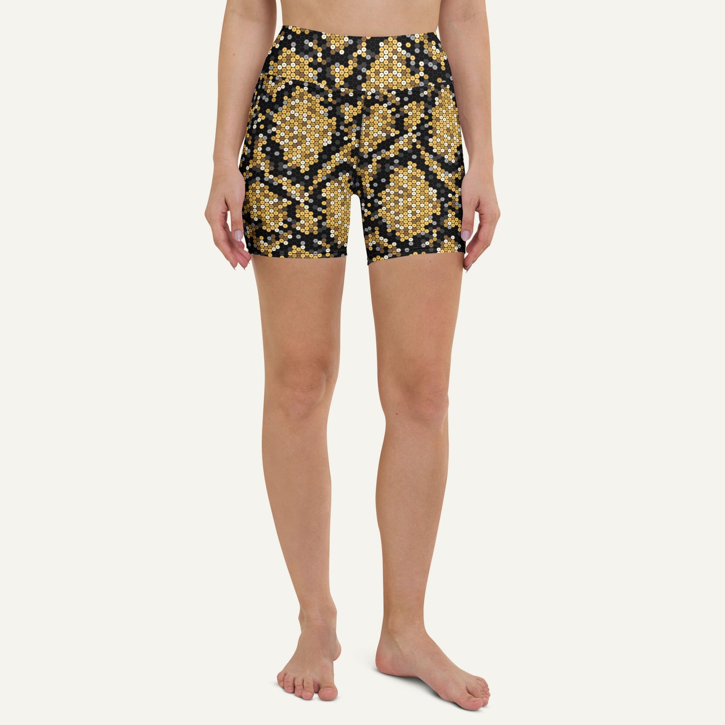 Gold Sequin Snakeskin High-Waisted Shorts