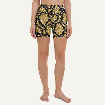 Gold Sequin Snakeskin High-Waisted Shorts