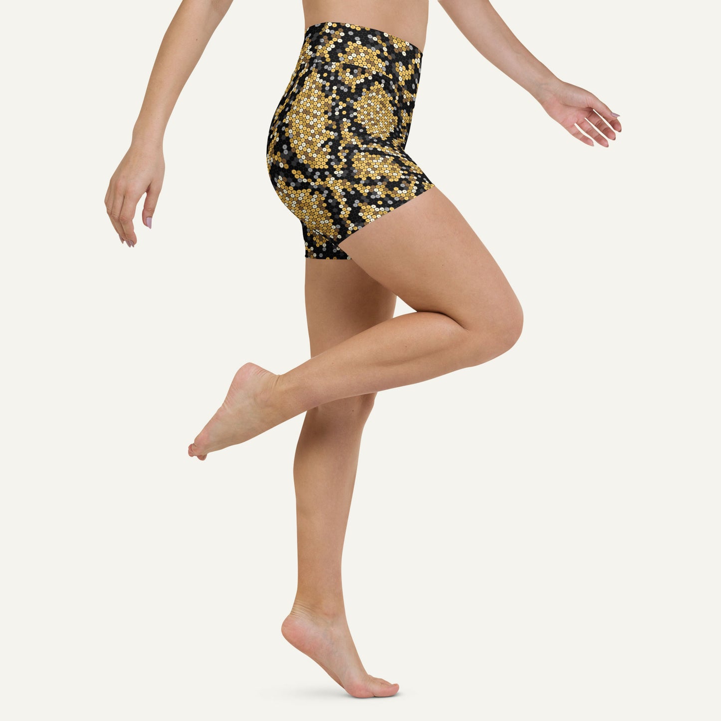 Gold Sequin Snakeskin High-Waisted Shorts