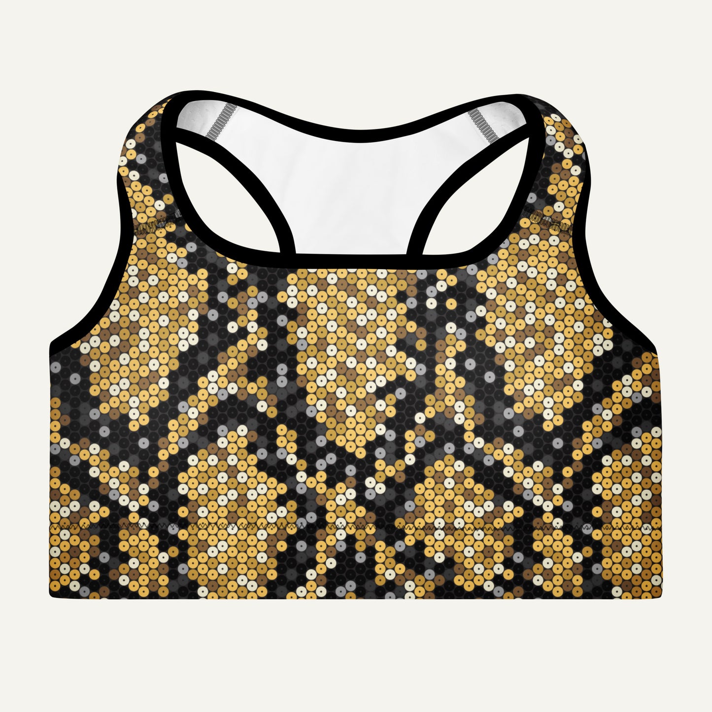 Gold Sequin Snakeskin Padded Sports Bra