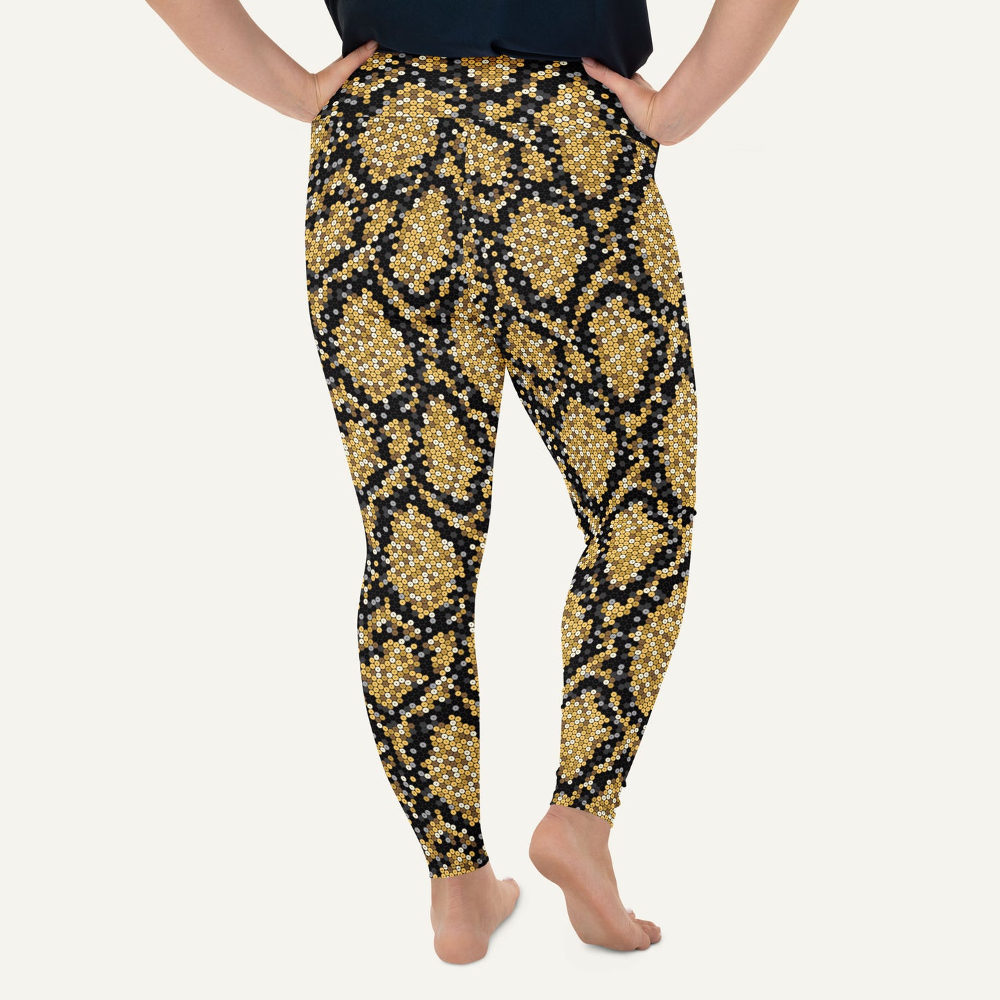 Gold Sequin Snakeskin Plus Size Leggings