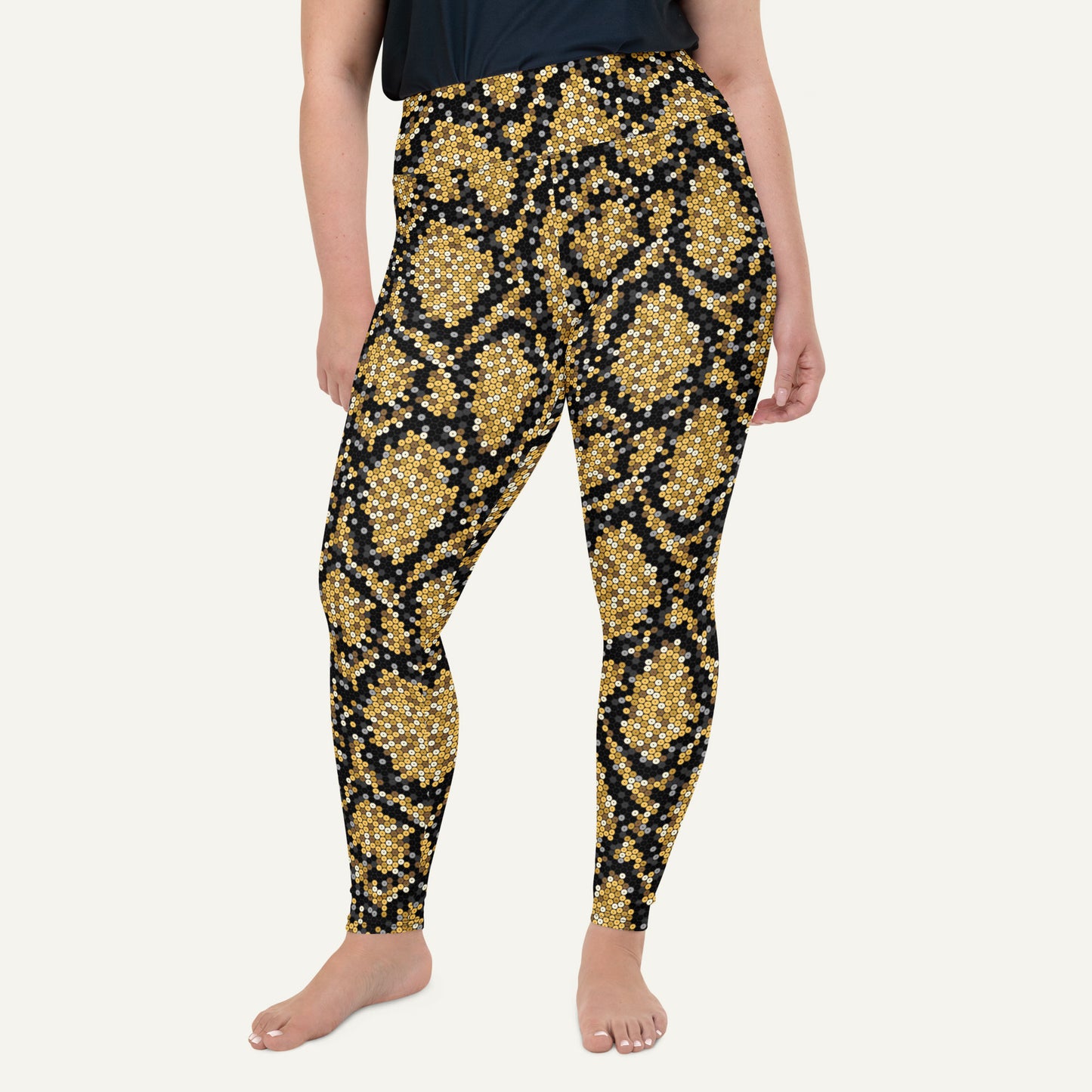 Gold Sequin Snakeskin Plus Size Leggings