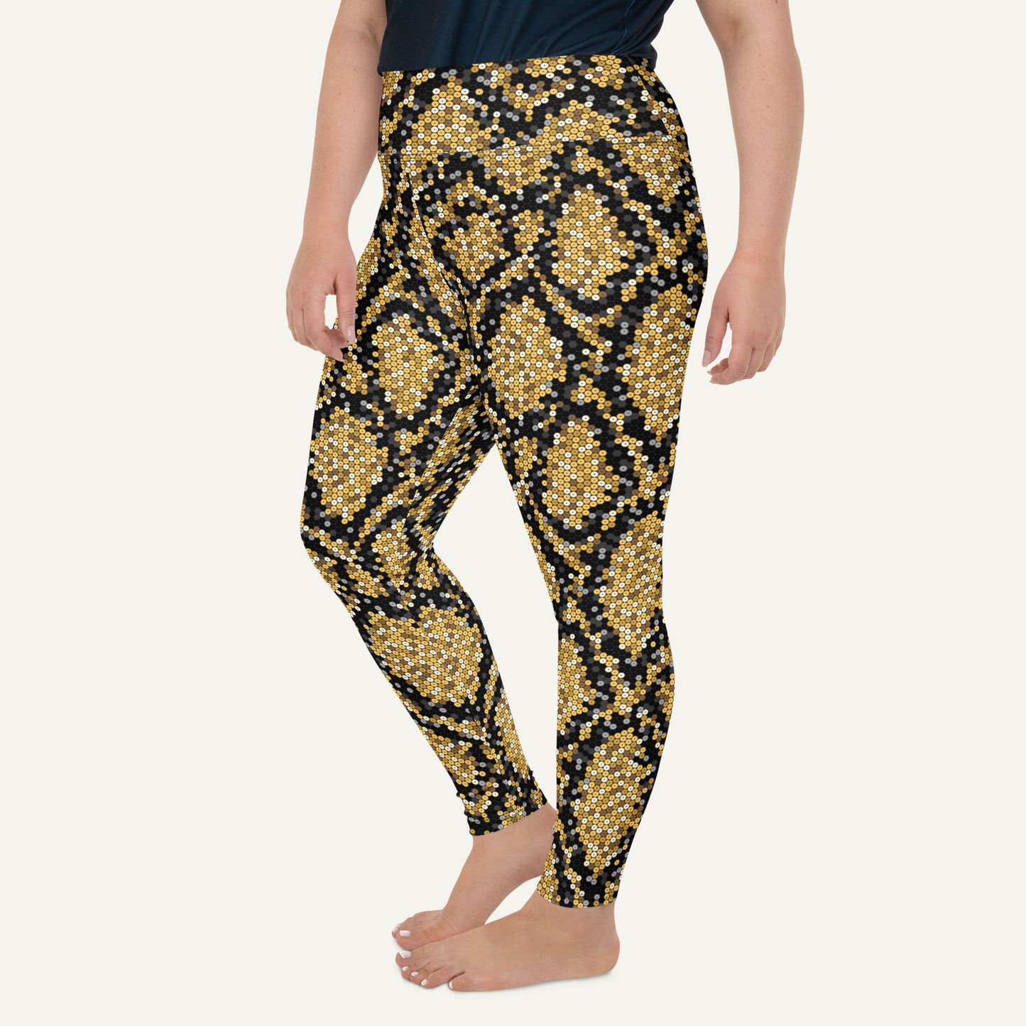 Gold Sequin Snakeskin Plus Size Leggings