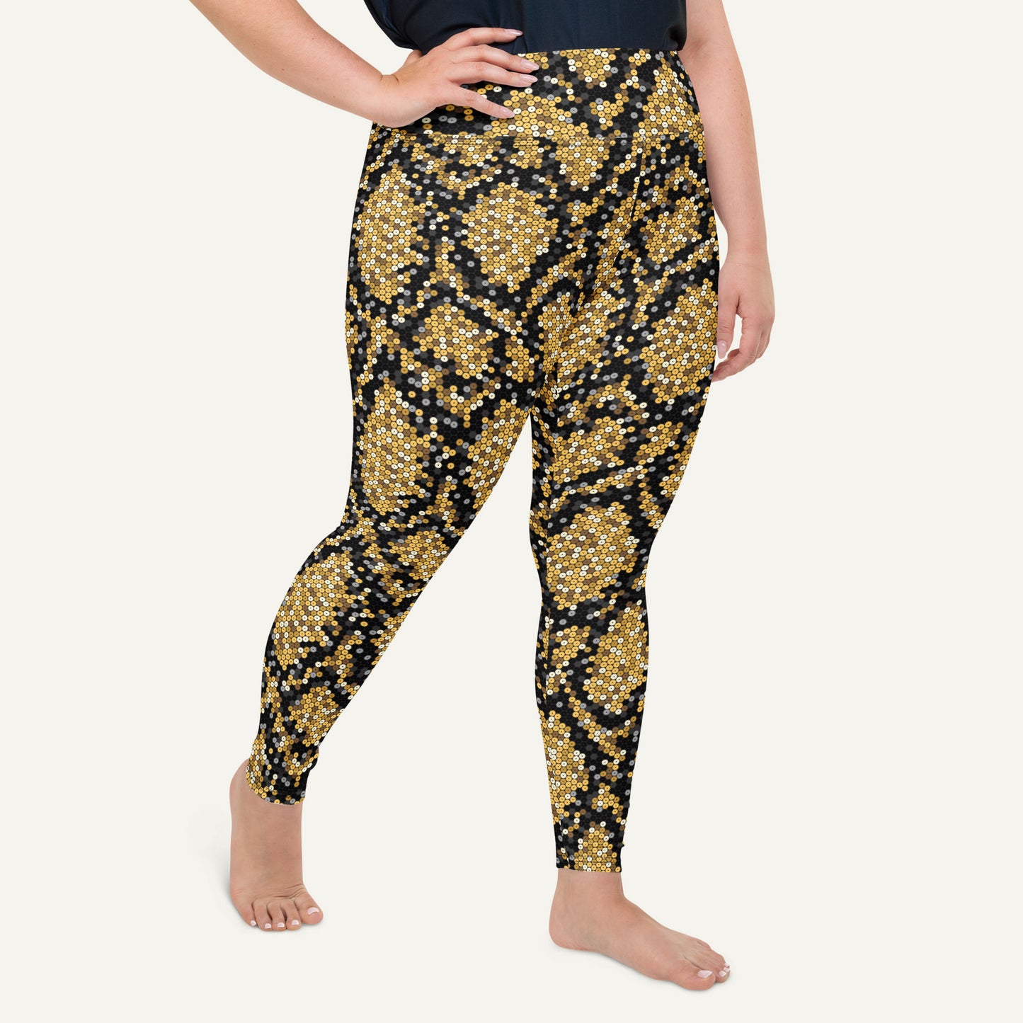 Gold Sequin Snakeskin Plus Size Leggings