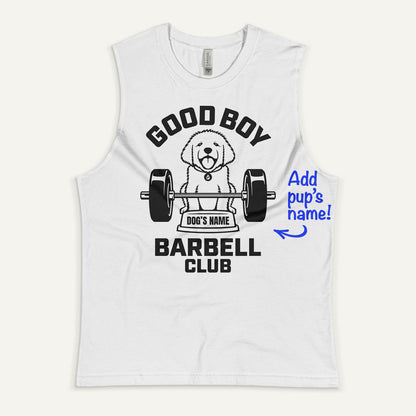 Good Boy Barbell Club Personalized Men’s Muscle Tank — Golden Retriever
