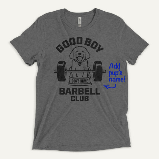 Good Boy Barbell Club Personalized Men’s Triblend T-Shirt — Golden Retriever