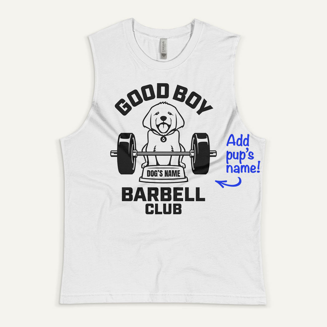 Good Boy Barbell Club Personalized Men’s Muscle Tank — Labrador Retriever