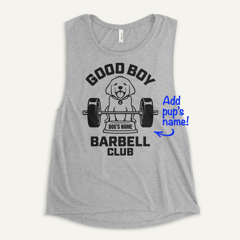 Good Boy Barbell Club Personalized Women’s Muscle Tank — Labrador Retriever