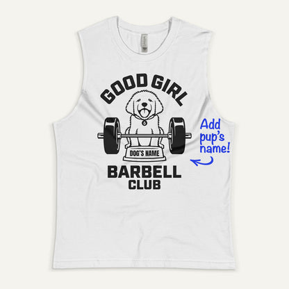 Good Girl Barbell Club Personalized Men’s Muscle Tank — Golden Retriever