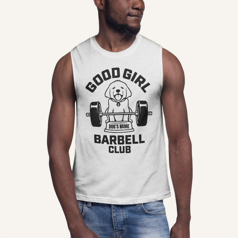 Good Girl Barbell Club Personalized Men’s Muscle Tank — Labrador Retriever