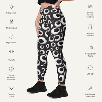 Googly Eyes Crossover Leggings With Pockets