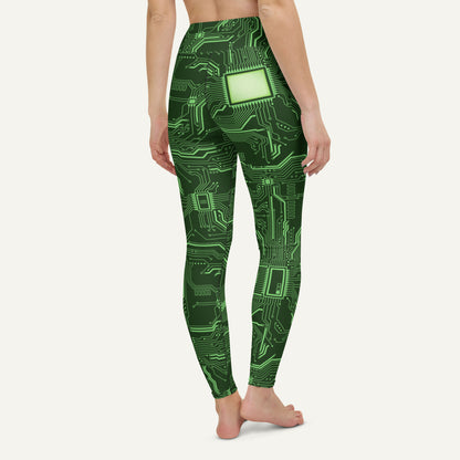 Green Circuit Board High-Waisted Leggings