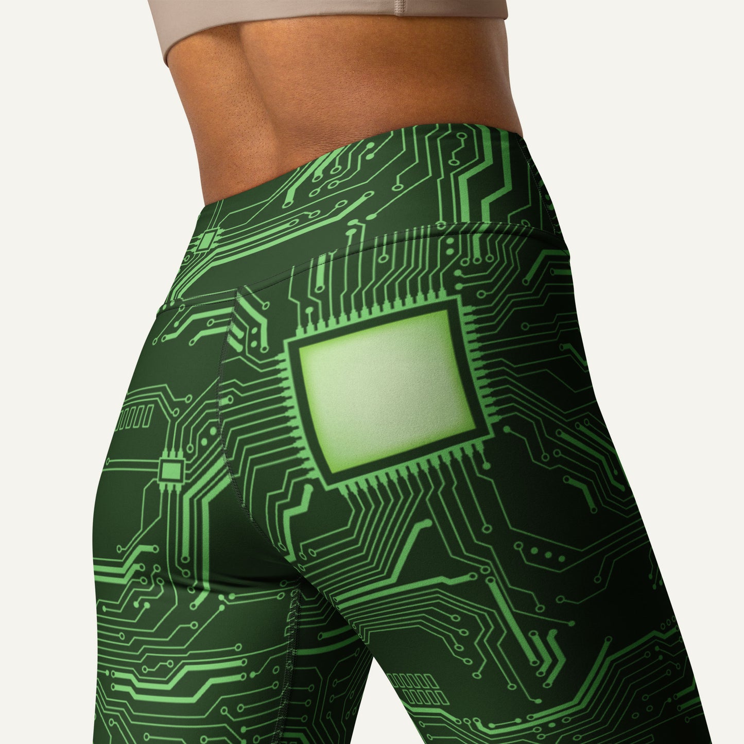 Green Circuit Board High-Waisted Leggings