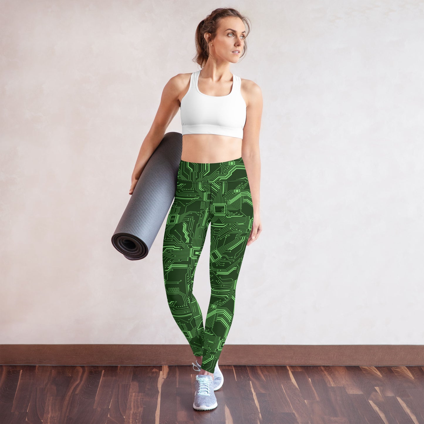 Green Circuit Board High-Waisted Leggings