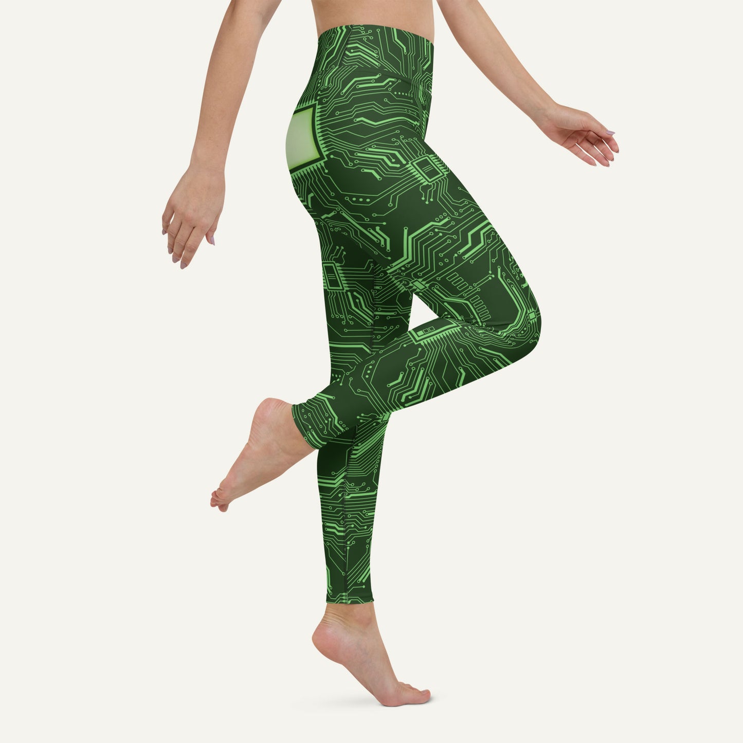 Green Circuit Board High-Waisted Leggings