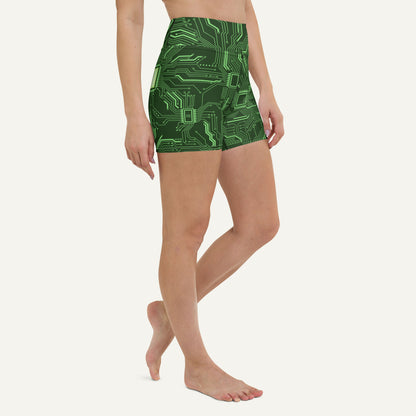 Green Circuit Board High-Waisted Shorts