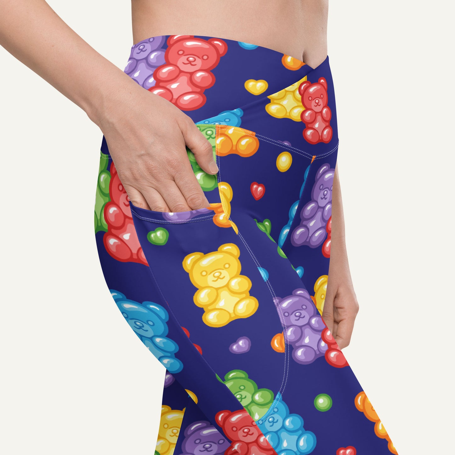 Gummy Bears High-Waisted Crossover Leggings With Pockets