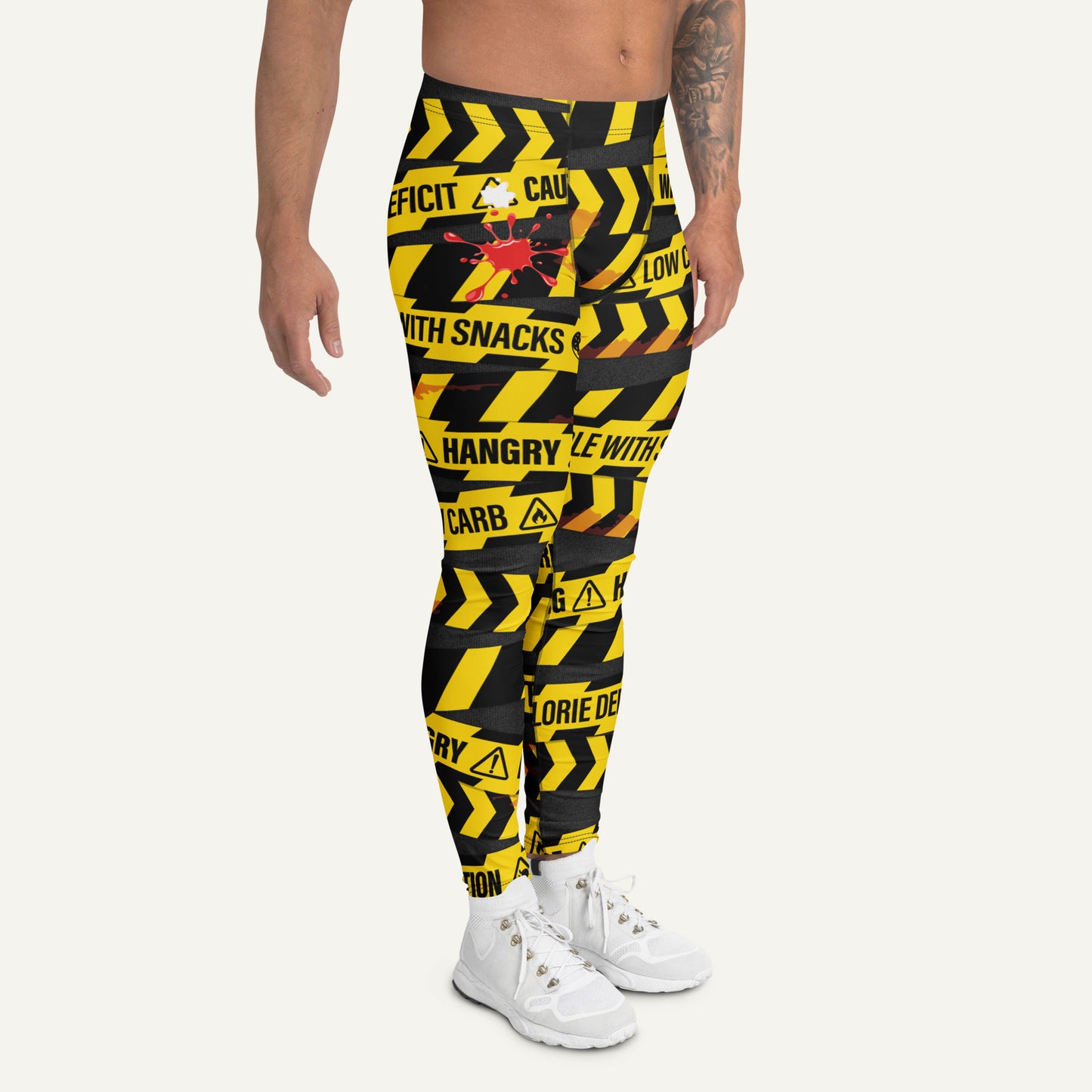 Hangry Warning Tape Men's Leggings