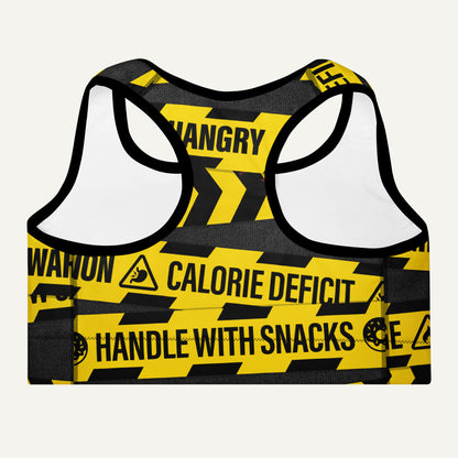 Hangry Warning Tape Padded Sports Bra