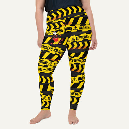 Hangry Warning Tape Plus Size Leggings