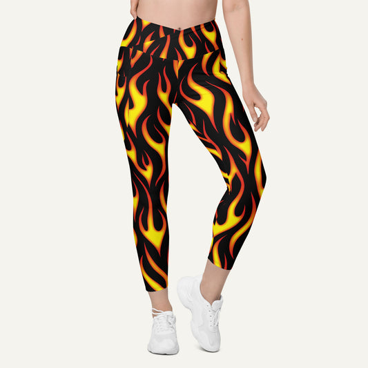 Hot Rod Flames Crossover Pocket Leggings