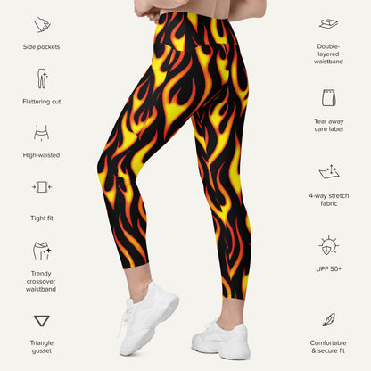 Hot Rod Flames Crossover Pocket Leggings
