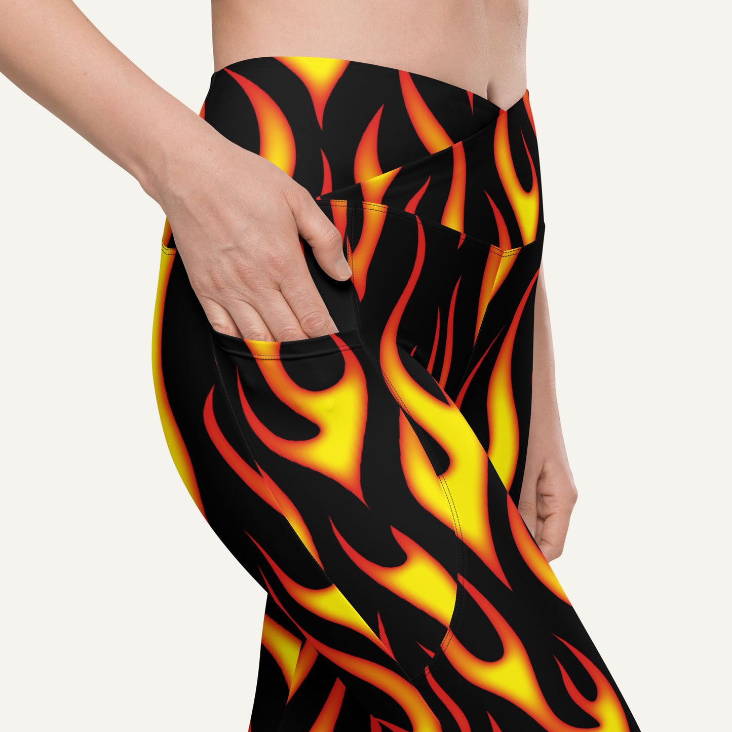 Hot Rod Flames Crossover Pocket Leggings