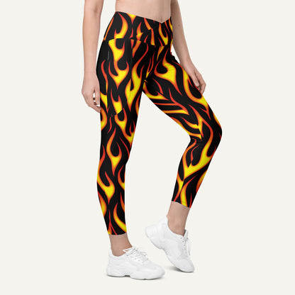 Hot Rod Flames Crossover Pocket Leggings
