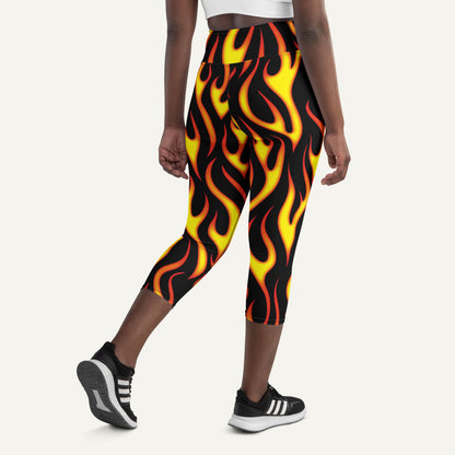 Hot Rod Flames High-Waisted Capri Leggings