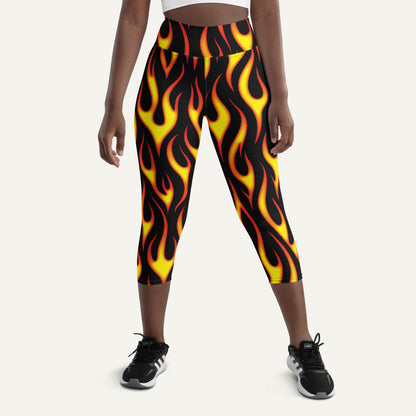 Hot Rod Flames High-Waisted Capri Leggings