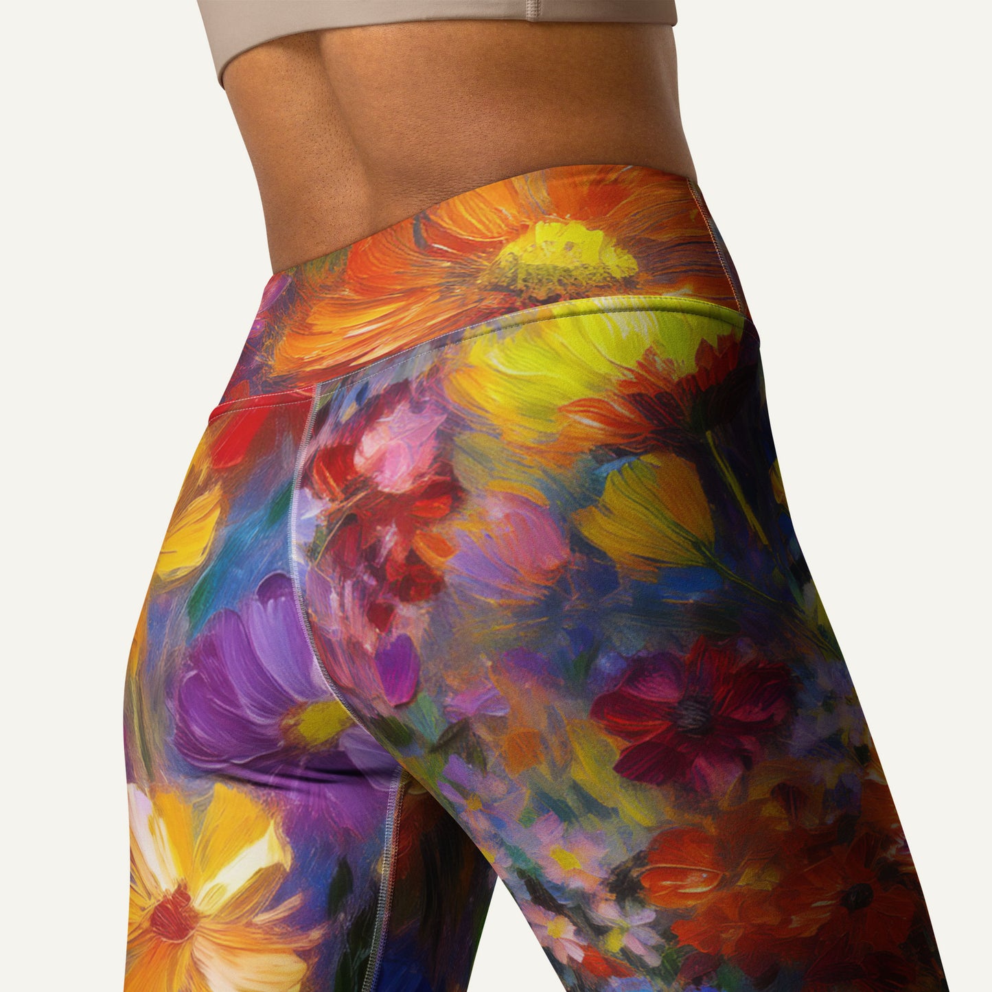 Impressionist Flowers High-Waisted Leggings