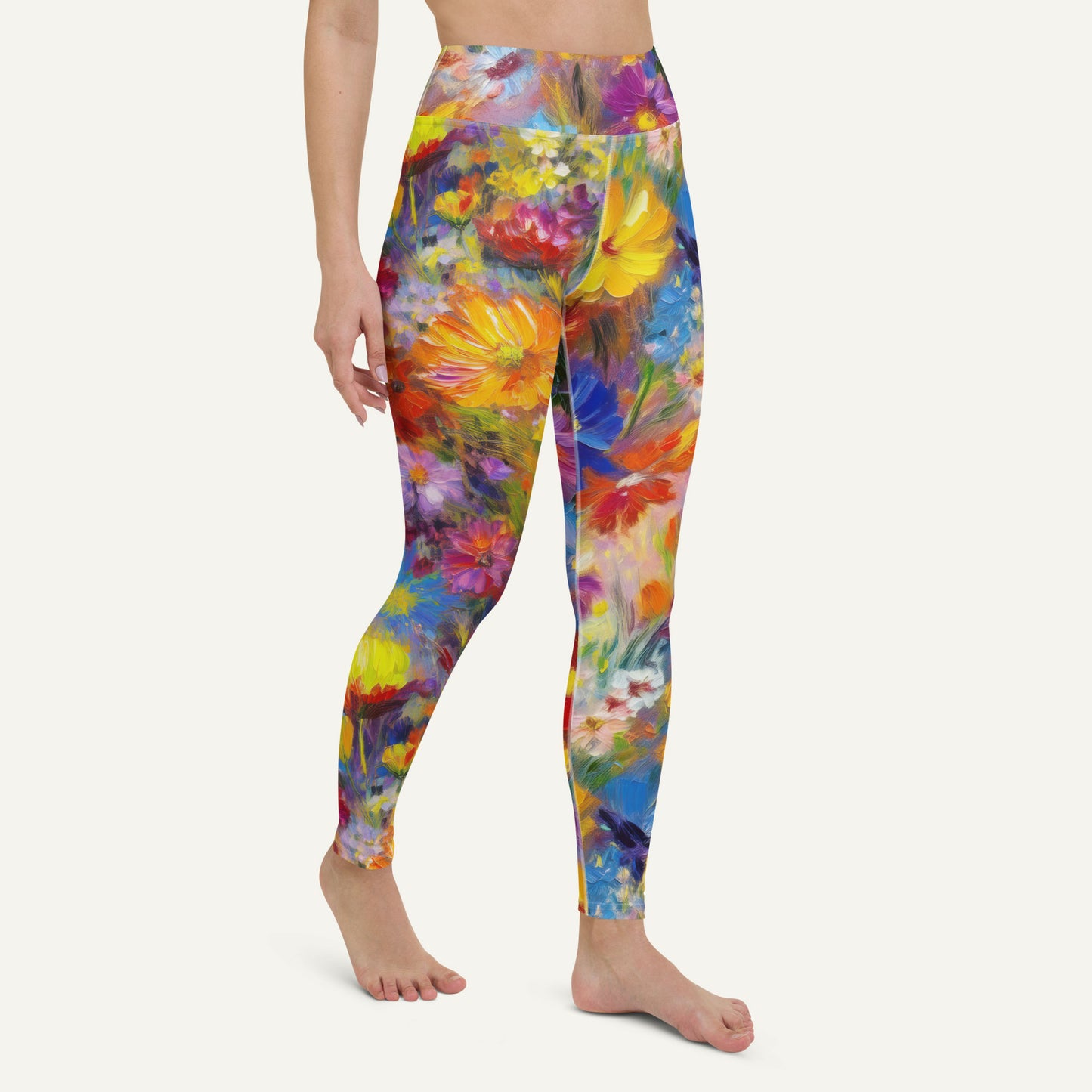 Impressionist Flowers High-Waisted Leggings