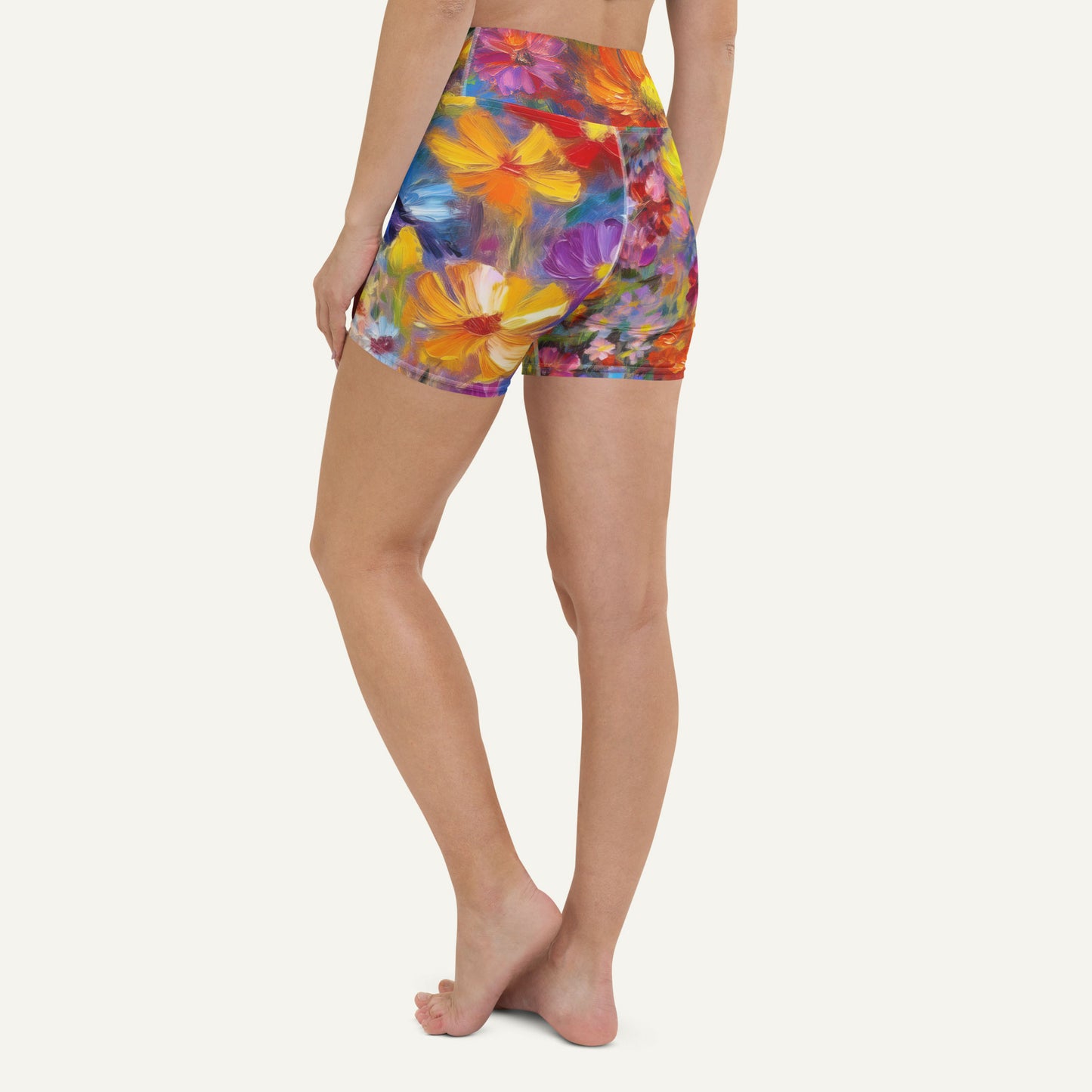 Impressionist Flowers High-Waisted Shorts