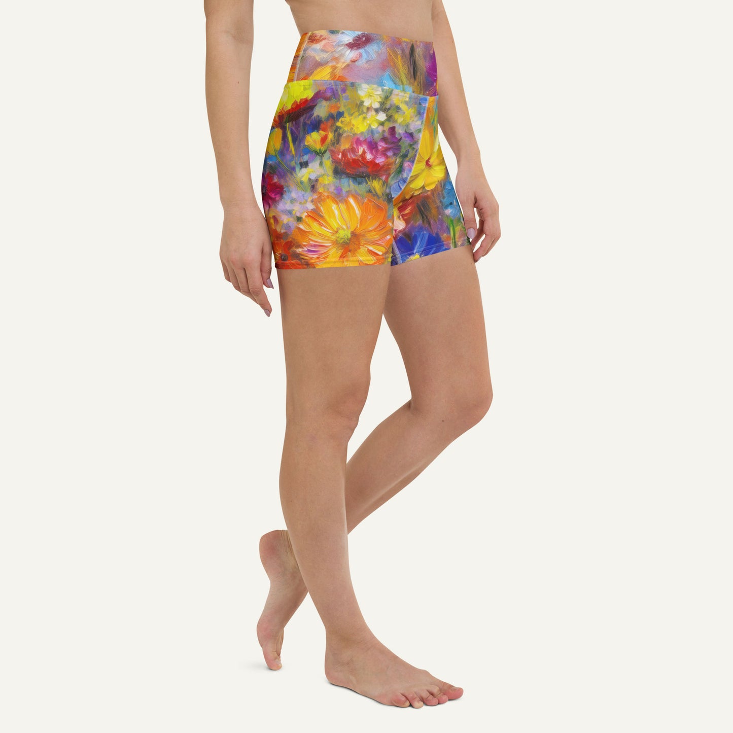 Impressionist Flowers High-Waisted Shorts