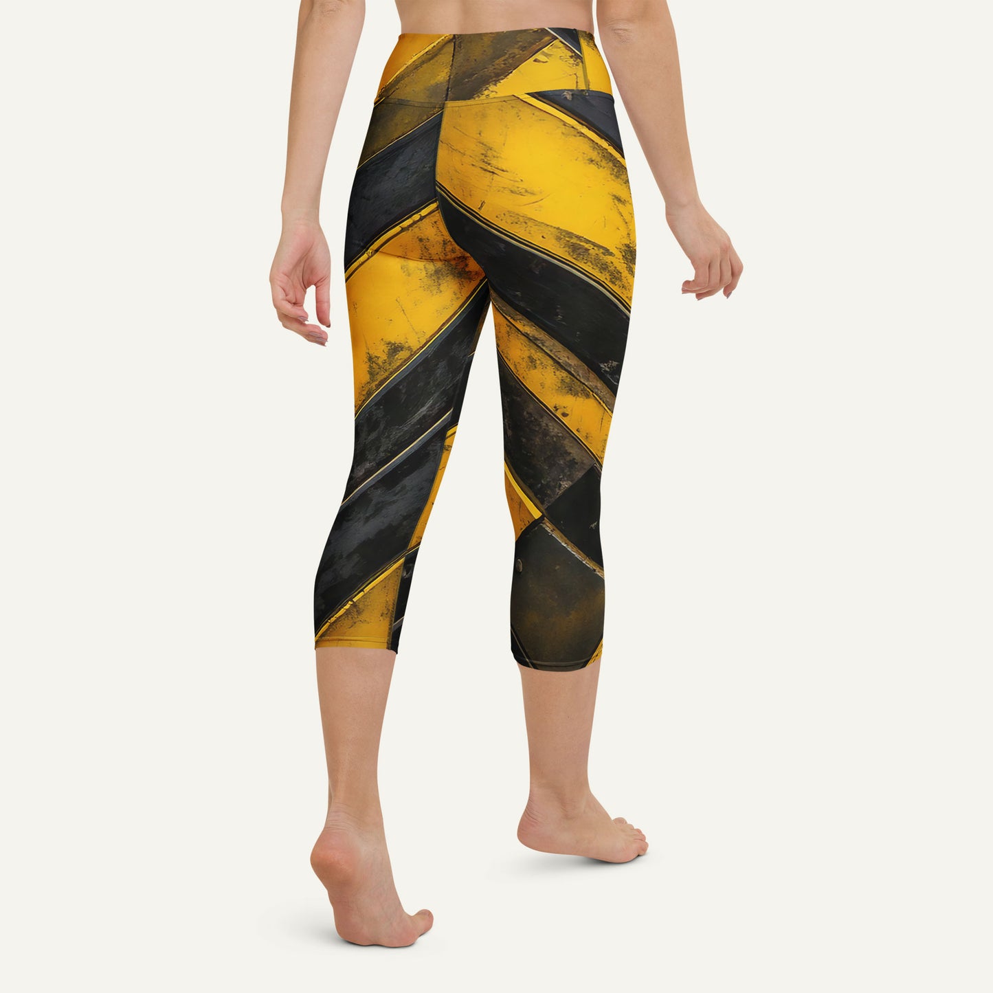 Industrial Warning High-Waisted Capri Leggings