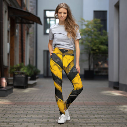 Industrial Warning High-Waisted Leggings