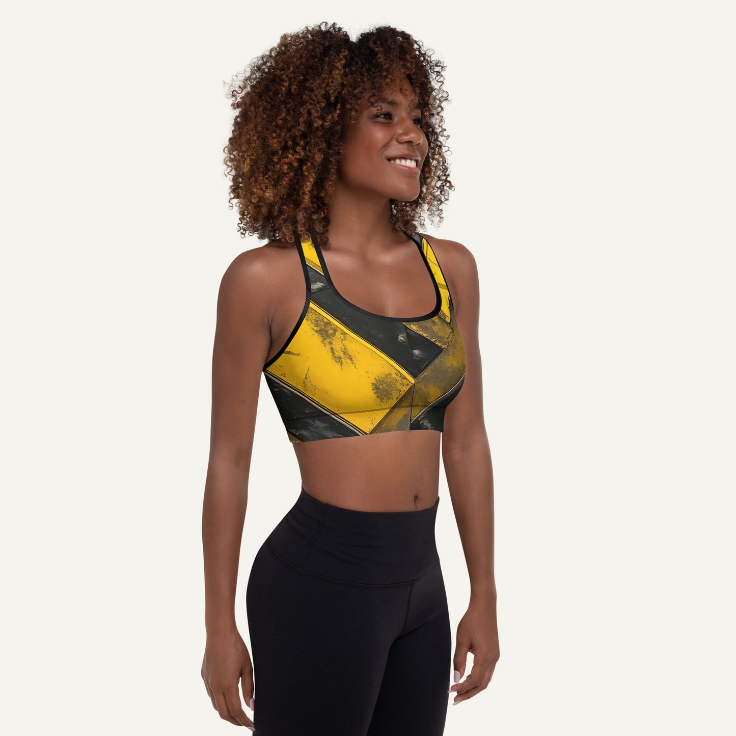 Industrial Warning Padded Sports Bra