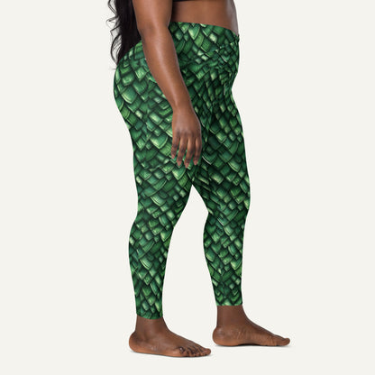 Jade Dragon Scales Crossover Leggings With Pockets