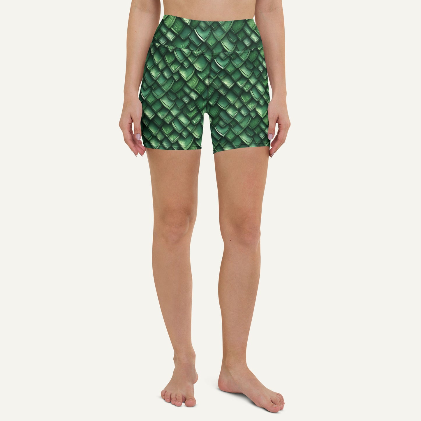 Jade Dragon Scales High-Waisted Shorts