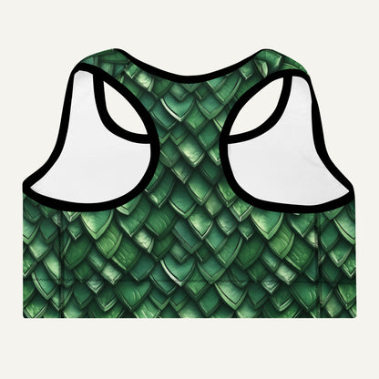 Jade Dragon Scales Padded Sports Bra