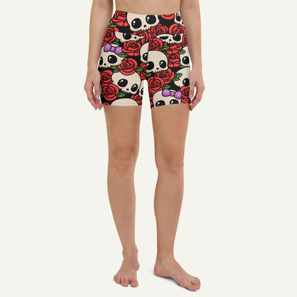 Kawaii Skulls And Roses High-Waisted Shorts