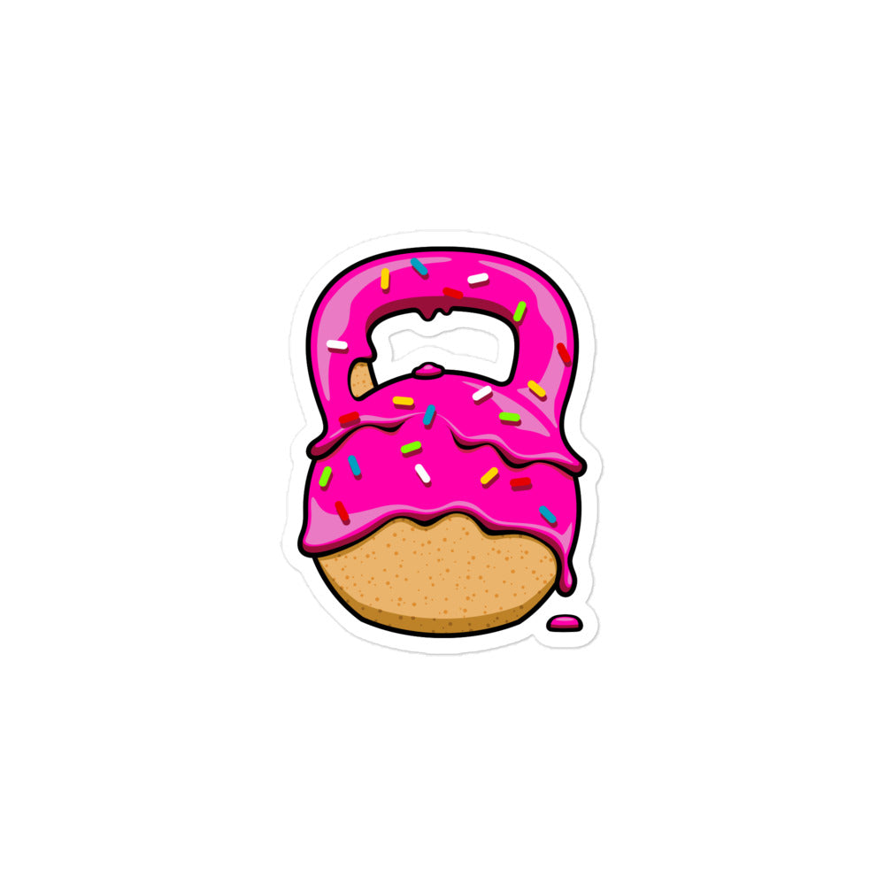 Pink-Glazed Donut With Sprinkles Kettlebell Design Sticker