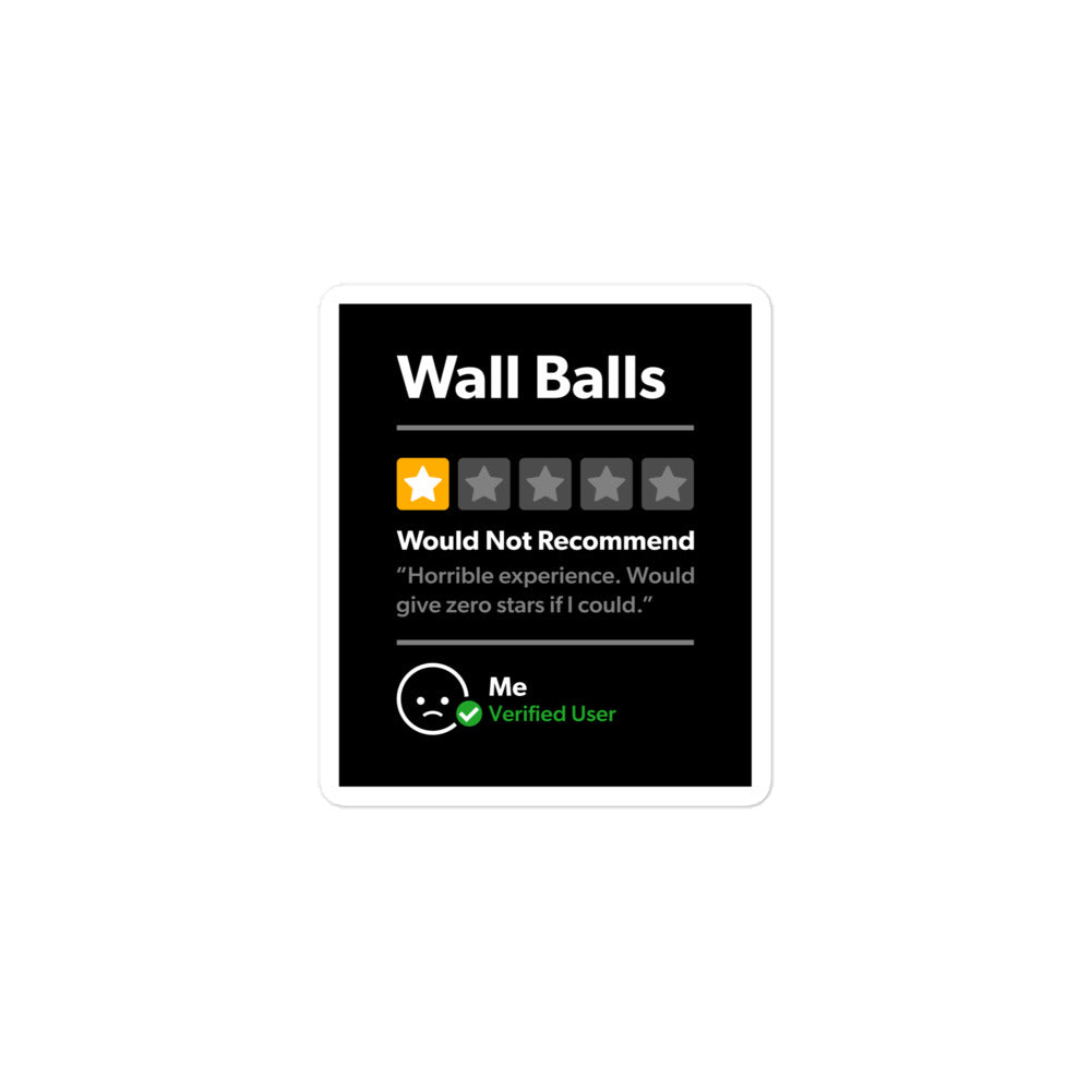 Wall Balls 1 Star Would Not Recommend Sticker