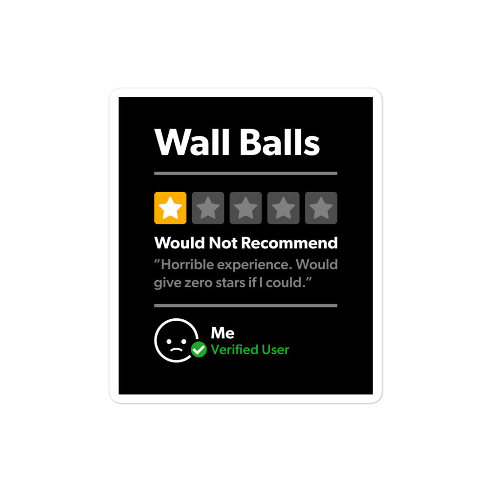 Wall Balls 1 Star Would Not Recommend Sticker
