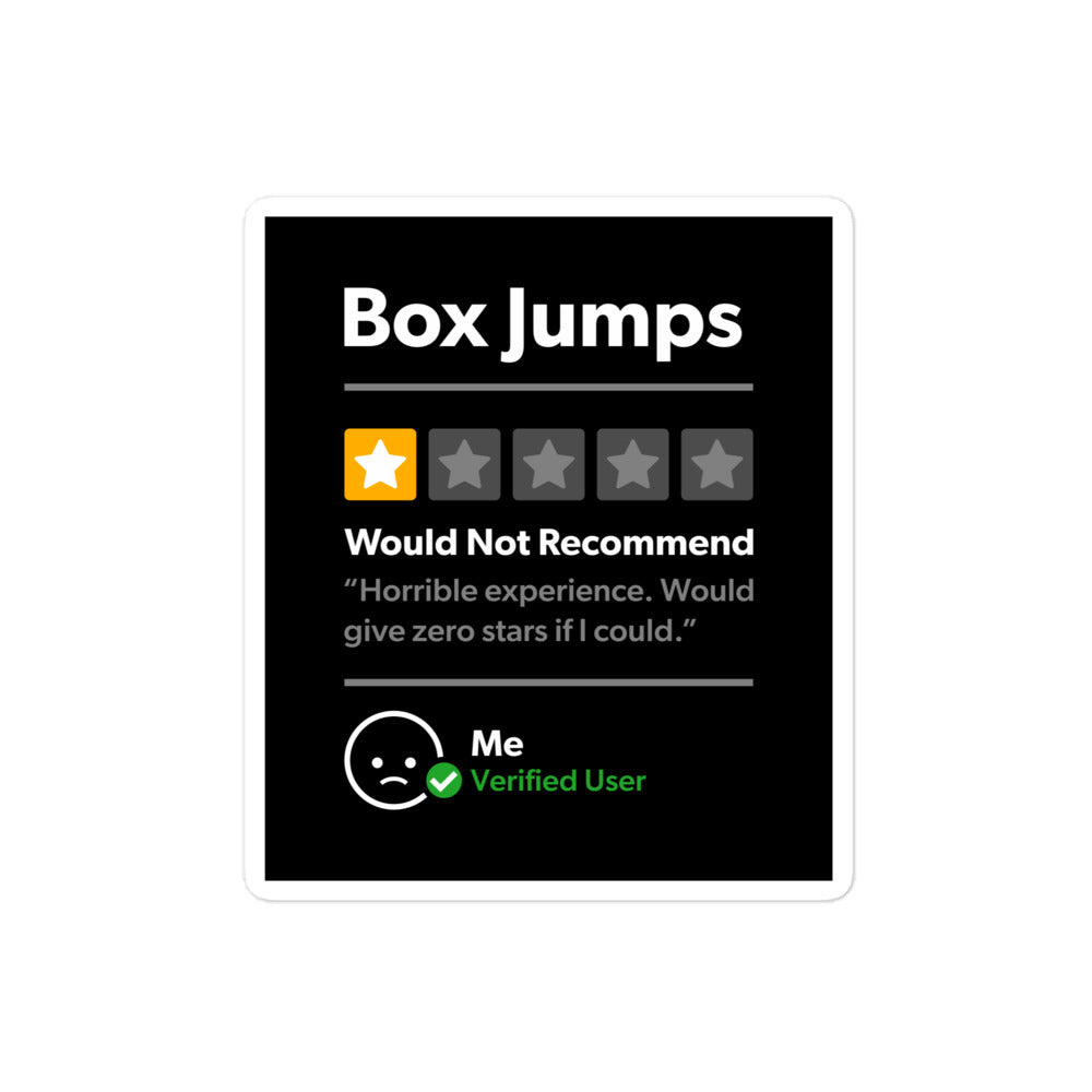 Box Jumps 1 Star Would Not Recommend Sticker